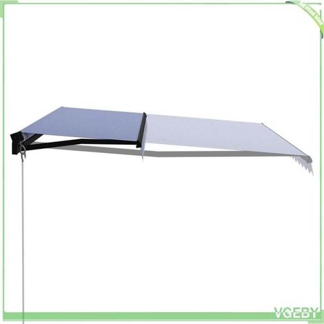 Auvent manuel rétractable - FAFEICY - 3055194 - 450x300 cm - Bleu et blanc - Cadre aluminium anti-UV (1/5)