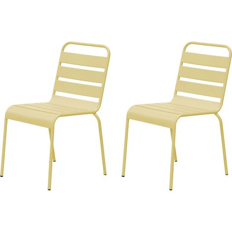 Lot de 2 chaises de jardin en métal crème - BACA (1/5)