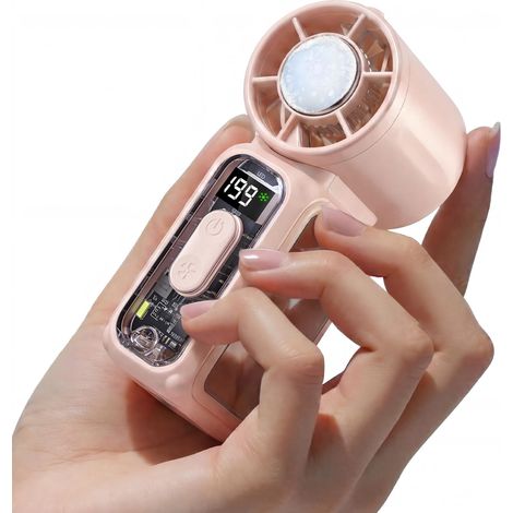 Mini Ventilateur Portable à Main,Petit Ventilateur de Poche avec compresse de glace,rechargeable format compact idéal pour voyages, concerts,camping et le maquillage avec miroir intégré (1/4)