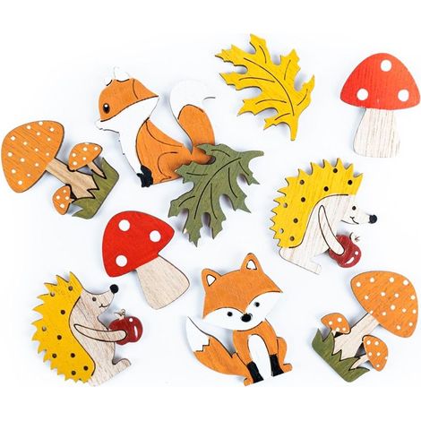 Motifs décoratifs en bois de forêt, autocollants, lot de 10