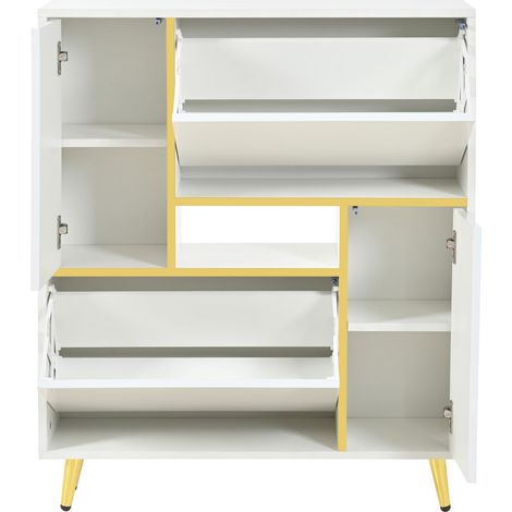 ELVMI Scarpiera con 2 Ante e Ripiani Regolabili, LED Controllato da Applicazione, Ingresso, 80×25×96 cm (1/5)