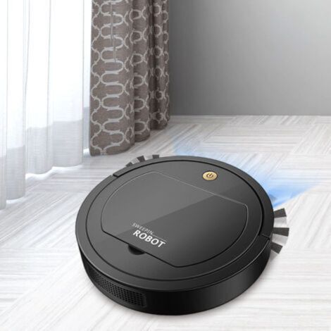 Aspirateur Robot - 1 Pièce - Puissance Aspiration Optimisée - Anti-Chute Anti-Collision - Compatible Sol Carrelage Parquet Stratifié Tapis Courts - Noir (1/3)
