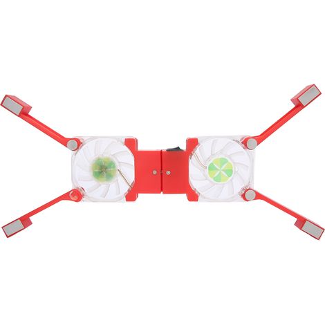 Socle de Refroidissement pour PC Portable avec Double Ventilateurs et LED Bleu - DRS03 Pliable (Rouge) (1/5)