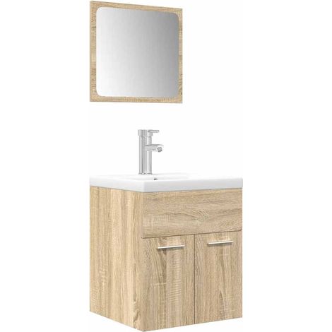 Maison Exclusive - 3-tlg. Badmöbel-Set Sonoma-Eiche Holzwerkstoff
