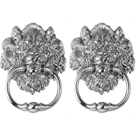 Lot de 2 poignées porte d'entrée en alliage zinc avec motif tête (1/5)