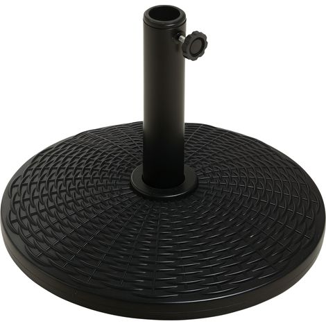 Pied de parasol, en rotin, noir, Ø 44.5 x 32 cm, pour parasol terrasse, base stable, lestage terrasse jardin (1/5)