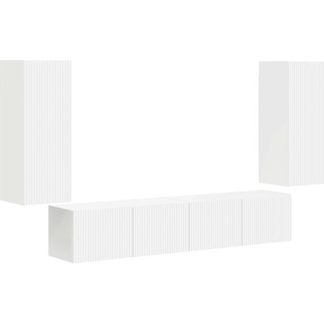 Maison Exclusive - Set di Mobiletto da TV a Parete 4 pcs Bianco Legno multistrato