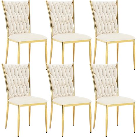WOLTU Set 6 Sedie per Sala da Pranzo Design Moderne Velluto Beige