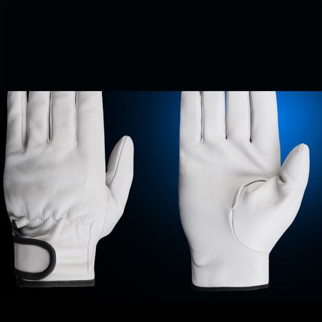 Ortviai Gants de Travail en Cuir d'Agneau – Résistants à l'Usure, Taille XL, Gris et Blanc, pour Jardinage et Travaux Manuels