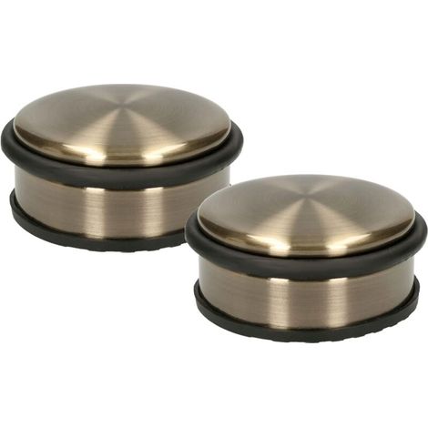Lot de 2 butoirs de porte bas patiné, accessoire de protection pour portes intérieures et extérieures (1/5)