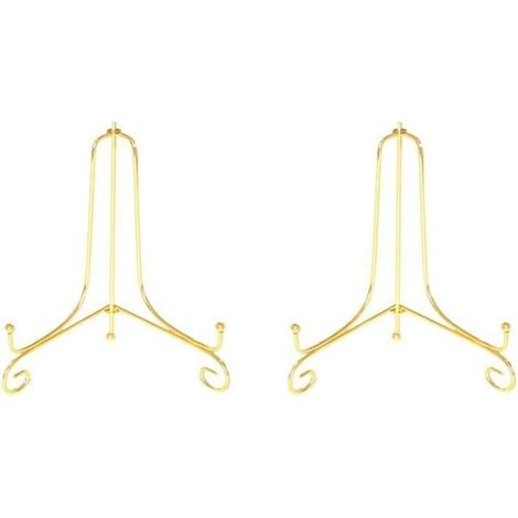 D'une hauteur de 10 cm (4 pouces), cet ensemble comprend deux plateaux en métal plaqué or de style chevalet, adaptés à l'exposition de photographies, de cadres, de recettes, d'assiettes décoratives, (1/4)