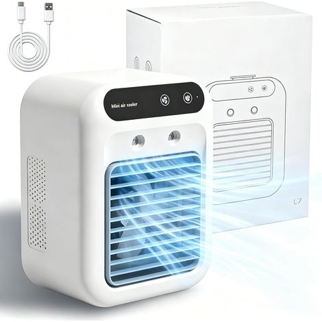 Rafraîchisseur d’air portable mini climatiseur 500ml USB longue autonomie chambre bureau(Blanc) (1/5)