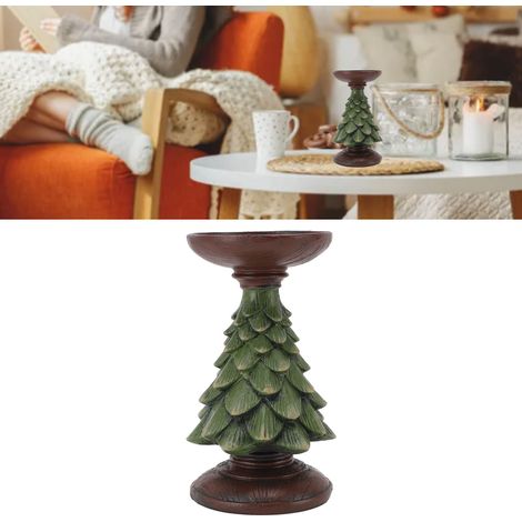 Bougie de Résine Vintage Décor Maison Arbre de Noël Support de Bougie Pilier Bougeoir pour Cuisine Table Centrepiece (1/5)