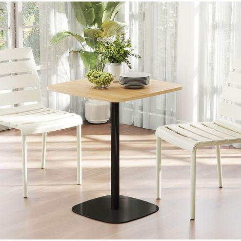 Tavolo da pranzo quadrato 60 x 60 cm con piano in MDF effetto legno e base in acciaio (1/5)