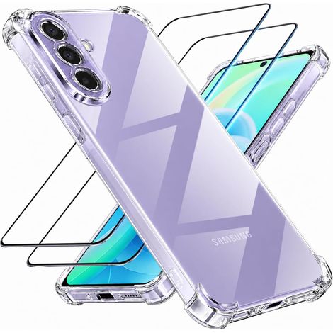 3 en 1 Coque et Verre Trempé pour Samsung Galaxy A57 5G, [Coussin d'air Intégré] Anti-Jaunissement Souple TPU Bumper Coque Protection pour Samsung a57 5G, Transparente (1/5)