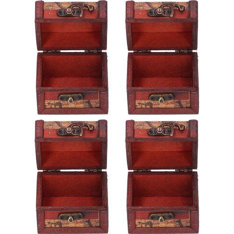Antike Holzkiste, 4-teilig, kleine Vintage-Aufbewahrungsbox für Schmuck und Schätze (1/5)