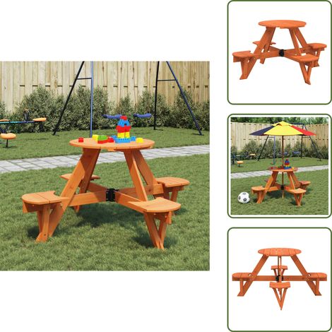 Tavolo da picnic rotondo - vidaXL Tavolo da Picnic per 4 Bambini Rotondo con Foro in Legno Abete - Tavolo da picnic in legno