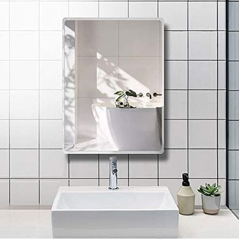 Rectangular Frameless Bathroom Mirror - Acrylic Glass Look - For Your Bathroom Or Other Rooms In Your Home (35 x 45 cm)