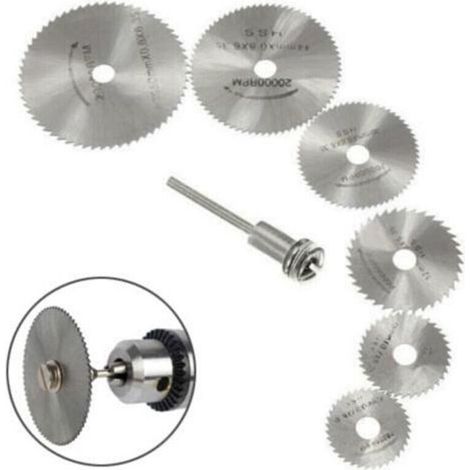 Nouveau 7pc HSS lames de scie outil rotatif, Circulaire en bois de coupe lame de scie Disques pour Dremel Outil rotatif Mandrin avec tige d'extension 1/8"(3.175mm) (1/5)