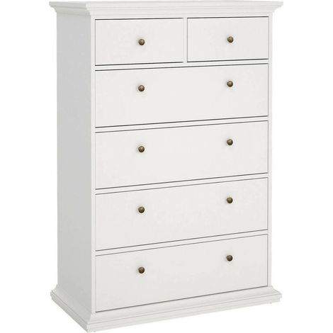 Dmora - Cassettiera Colombe, Settimino multiuso, Comò camera da letto, Mobile con cassetti, 96x49 h139 cm, Bianco