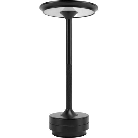 Lampe de table sans fil LED rechargeable, 3 couleurs, intensité variable, tactile, idéale pour les restaurants, bars et la maison (noire). (1/3)