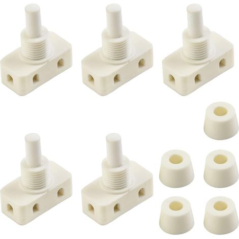 5 Pièces Interrupteur à Bouton Poussoir à Verrouillage En Plastique, Interrupteur à Bouton Poussoir Pour éclairage Intérieur De Voiture, Bouton Poussoir Pour Lampe Lecture(Blanc) (1/5)
