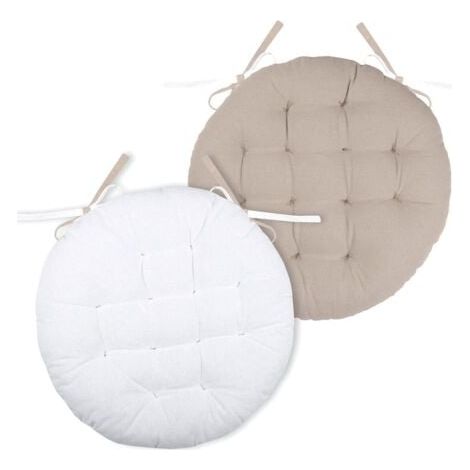 Galette de chaise ronde et bicolore Ecru Ø 38x38 cm (1/5)