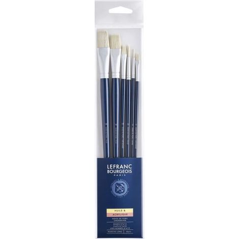 Lefranc Bourgeois Set de 6 Pinceaux en Soie de Porc Manche Long