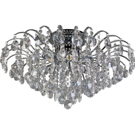 Lustre Italux Firenza à pampilles cristal chromé 6xE14