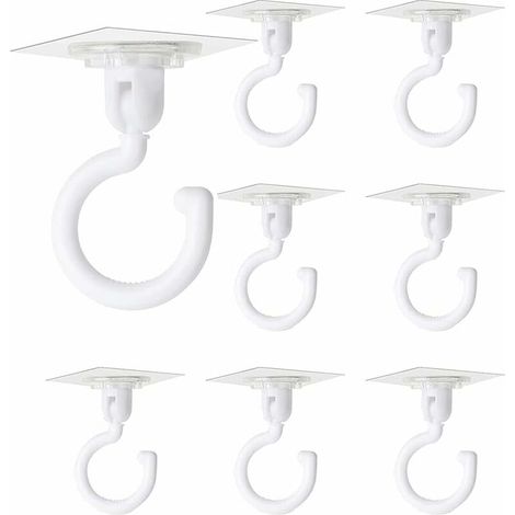 8 Pièces Crochets Auto-adhésifs Transparents Crochet Rotatif à 360 Degrés Crochet Adhésif Puissant Plafond Crochets Muraux Sans Perçage pour Salle de Bain Toilettes Cuisine Bureau Mur Plafond (1/5)