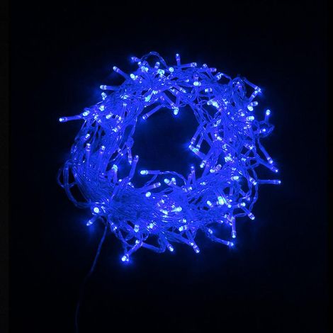 Guirlande Rideau stalactite 180LED IP44 3M avec timer - BLEU - S