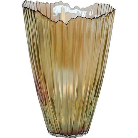 Mocha Rippled Vase - Glass - L14.5 x W14.5 x H25 cm - Mocha