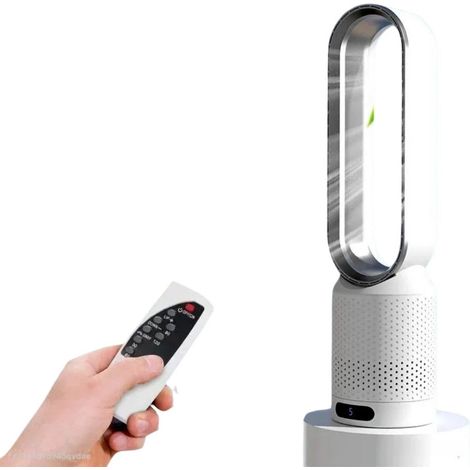 Ventilatore elettrico - Camera da letto - Soggiorno - Ventilatore - Ventilatore a torre - Purificazione dell'aria - Senza pale - Ultra silenzioso - 8 velocità del vento - Oscillazione a 90° (1/5)