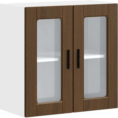 Meubles de Rangement，Armoire murale de cuisine et porte en verre Porto chêne marron CFW799093 (1/5)