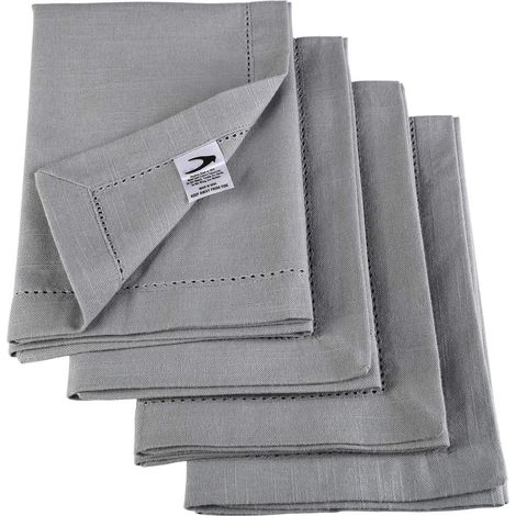 Serviette de Table en Coton 6-Pièce Set, Solide Gris (1/5)