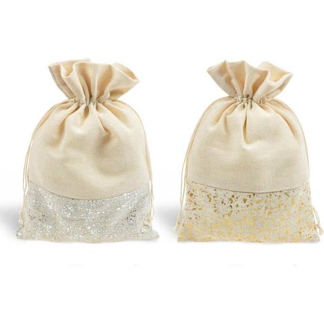 Sacchetto regalo in tessuto beige BN 25x39cm MIX