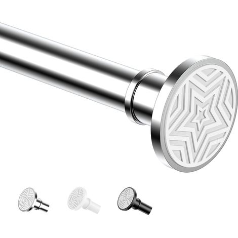 Tringle de douche à pincer, en acier inoxydable 28 mm, longueur 76-340 cm. Tringle à rideau de douche sans perçage et tringle à rideau sans perçage, parfaite pour locataire, salle de bain, fenêtre (1/5)