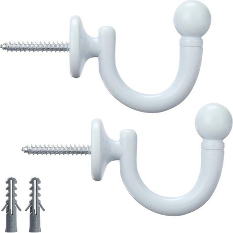 Accessoires pour rideaux, petits crochets de rideaux blancs, lot de 2, crochets de fixation pour rideaux en alliage d'aluminium (1/5)