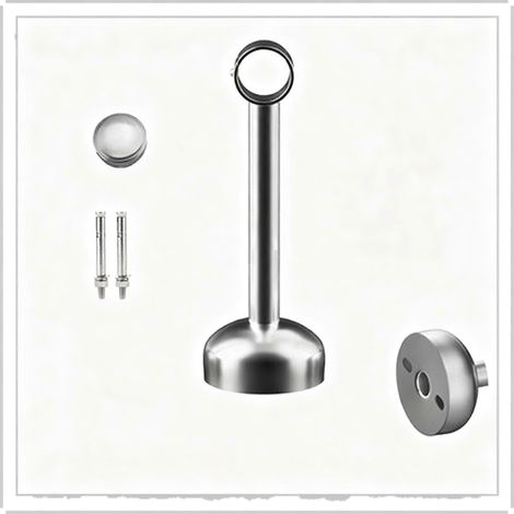 Barre de rideau de douche en acier inoxydable fixée au plafond, étanche, capacité de charge de 50 kg, avec vis d'expansion. (1/5)