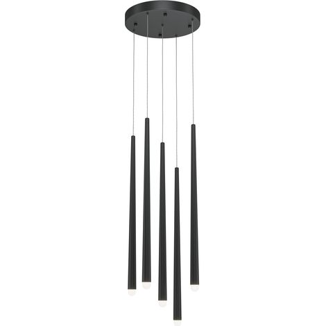 Maytoni Cascade Lampadario a sospensione moderno Cluster Nero 4000K 1650lm 5xLED Paralume bianco (1/2)