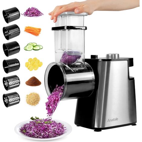 Electric Cheese Cutter Stainless Steel 6 Blades Carrot Grater Large Caliber Multifunctional Vegetable Slicer 220 V EU Plug (1/5)