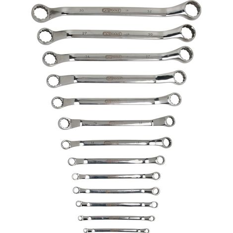 KS Tools EDELSTAHL Doppel-Ringschlüssel-Satz, gekröpft, 13-tlg