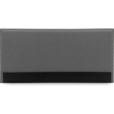 Tete de lit cloutee en tissu lin gris 180 cm linda (1/4)