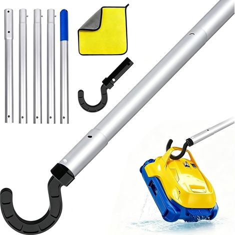pool robot hook with 185cm telescopic rod, pool hook for bars, pool cleaning accessories, pool cleaner robot accessories, pool vacuum robot hook (1/5)