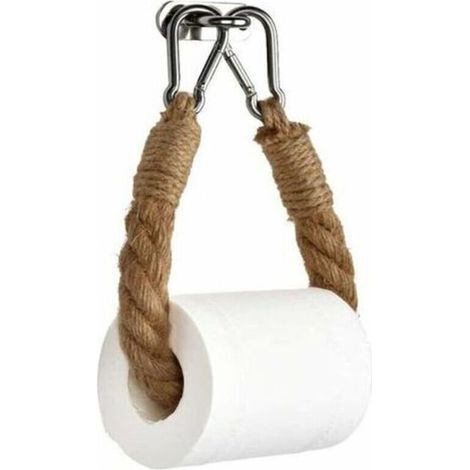 Porte-papier et porte-serviettes en corde de chanvre naturelle – Support mural polyvalent pour salle de bain et cuisine