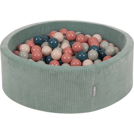 Piscina redonda seca de espuma KiddyMoon con pelotas de 7 cm para juego sensorial y terapia de integración sensorial, cubierta con cremallera, diámetro 90 cm, altura 30 cm. (1/3)