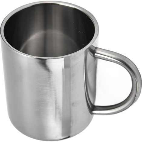 Mug à café double paroi en acier inoxydable de 300 ml avec effet miroir, idéal pour le camping, les caravanes, la maison ou le bureau. (1/5)