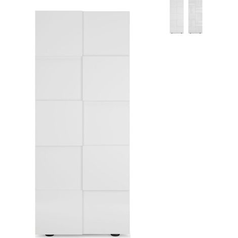 Armoire d'entrée penderie 2 portes porte-manteau moderne Maddy Dama - Blanc