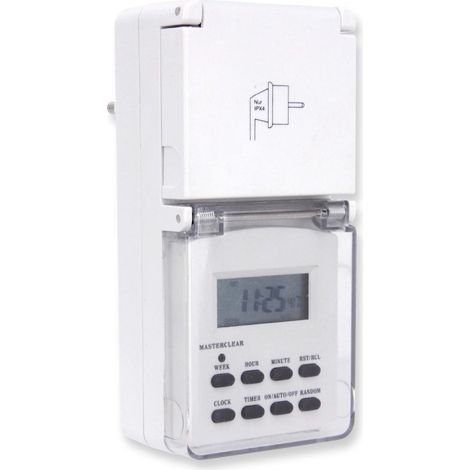 Minuterie programmable numérique quotidienne/hebdomadaire, IP44