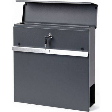 Boite aux lettres design murale avec Porte-journal 37x37x10,5cm Anthracite et Argenté (1/3)
